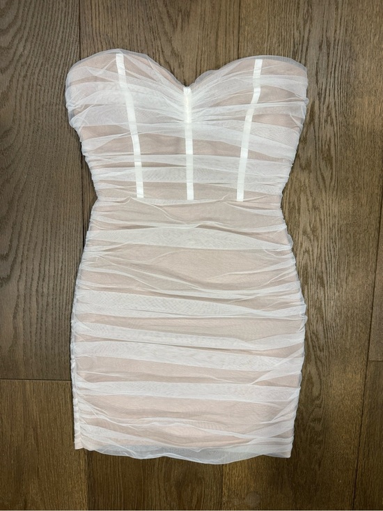 Fashion Nova Dresses & Skirts - Fashion Nova The Right Places Ruched Mesh Corset Mini Dress White